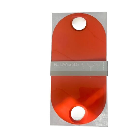 Crate and Barrel Red Picnic Compact Wine Table - Beach Style, New in Box - Picture 1 of 3